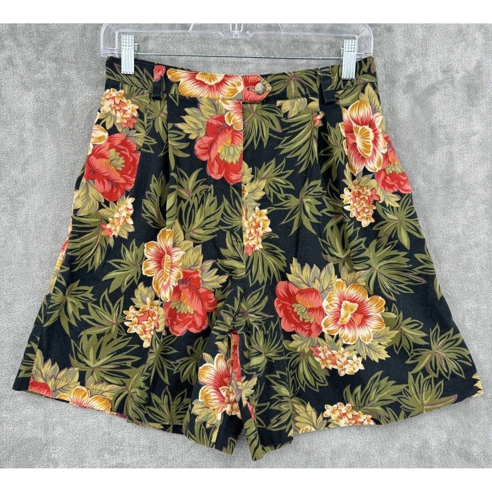 Vintage Central Falls Shorts Womens 6 Floral Pleated Cottage Resort Tropical Zip